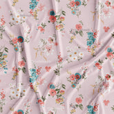 Baby Pink Small Floral Printed Fabric For Kids Garment Manufacturer